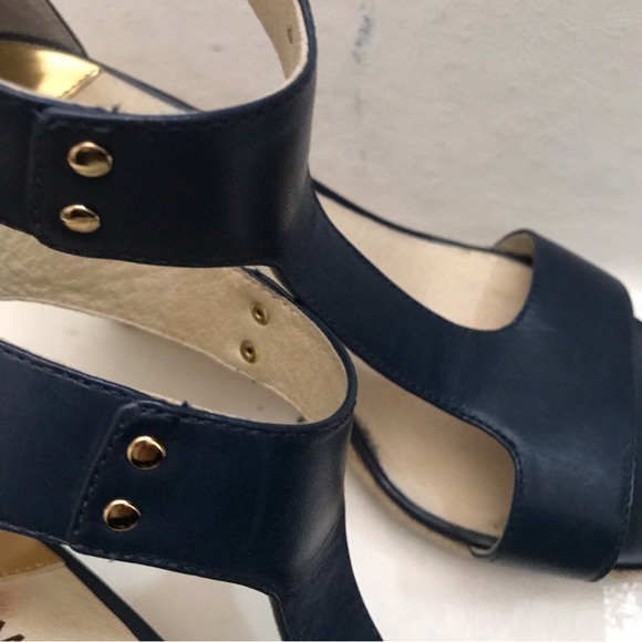 MICHAEL Michael Kors Sandals Navy Leather Espadrille Wedge Size 7 NIB - Picture 14 of 15